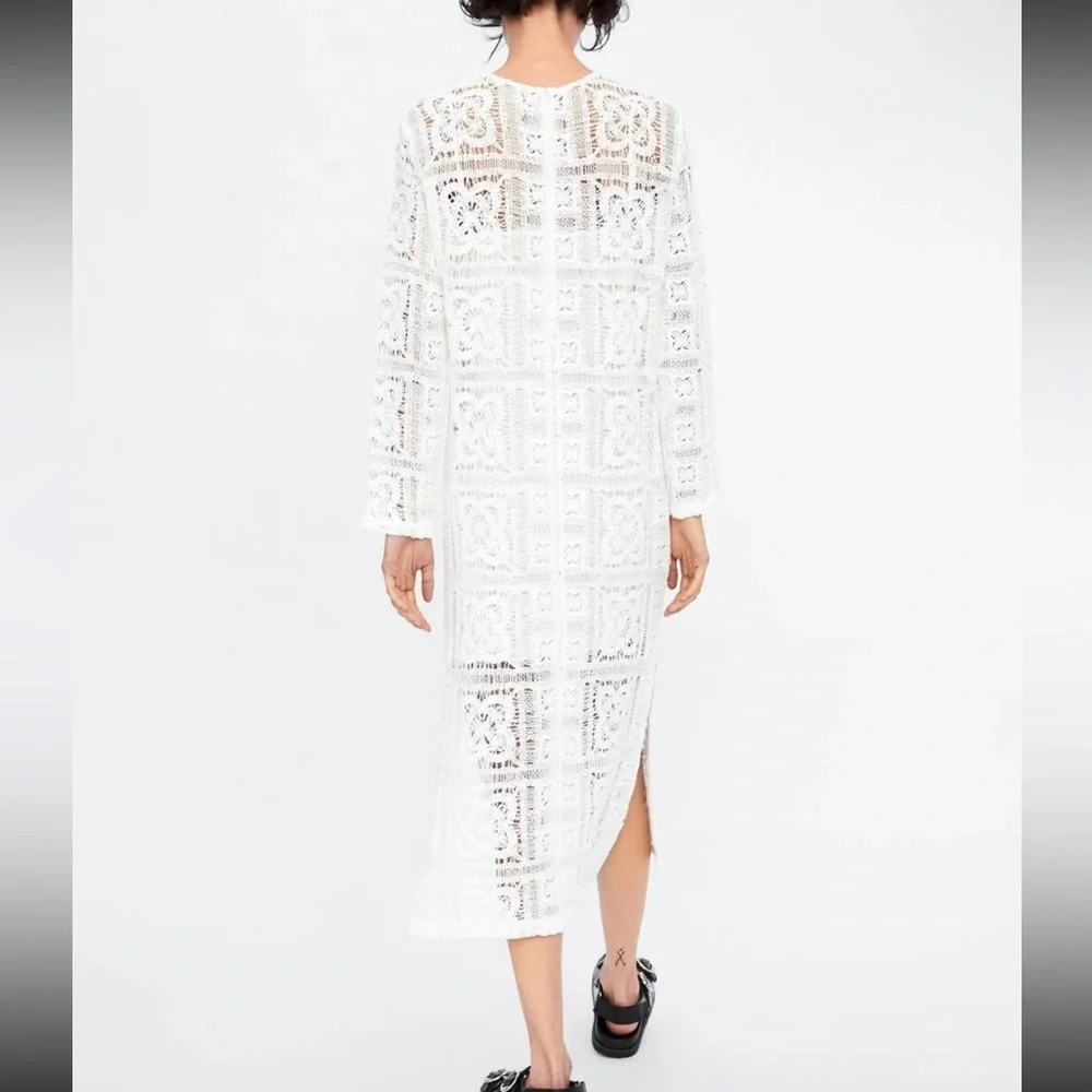 Zara boho crochet knit midi dress blogger favorite - Picture 4 of 9